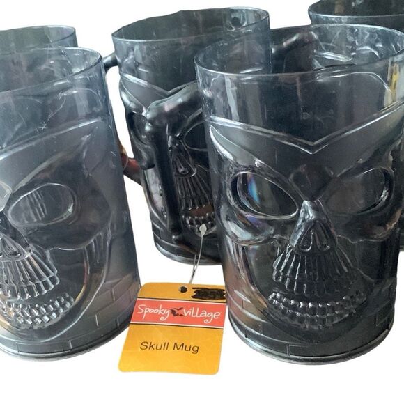 NEW Spooky Village 2013 Skull Mug Drink Cups! Lot of 5 Spook Up Your Party! - Picture 4 of 13